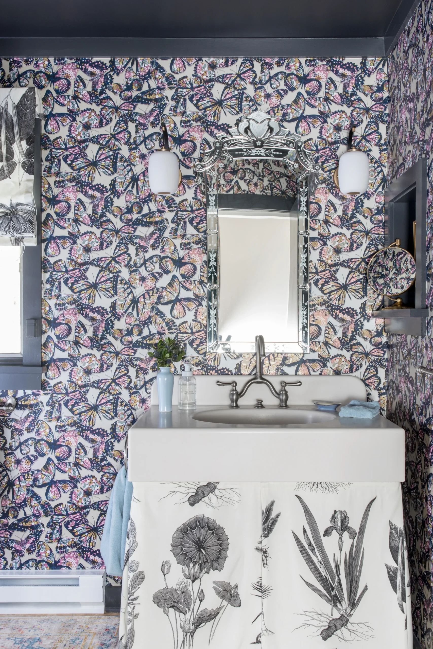 Bathroom Designer Nj Powder Room Butterfly Wallpaper Design