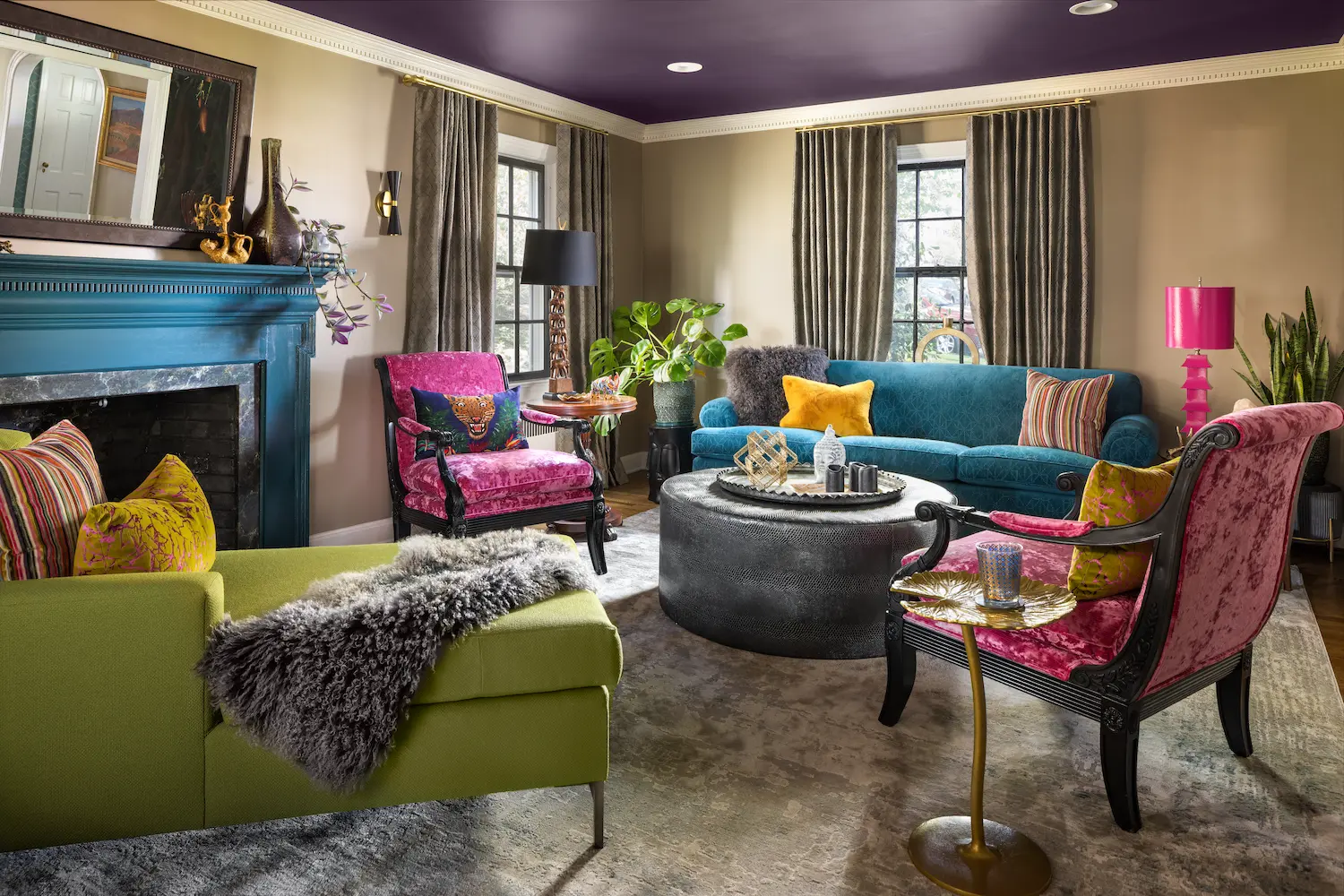 Luxury Interior Designer Summit Nj Eclectic Jewel Tone Living Room (1)